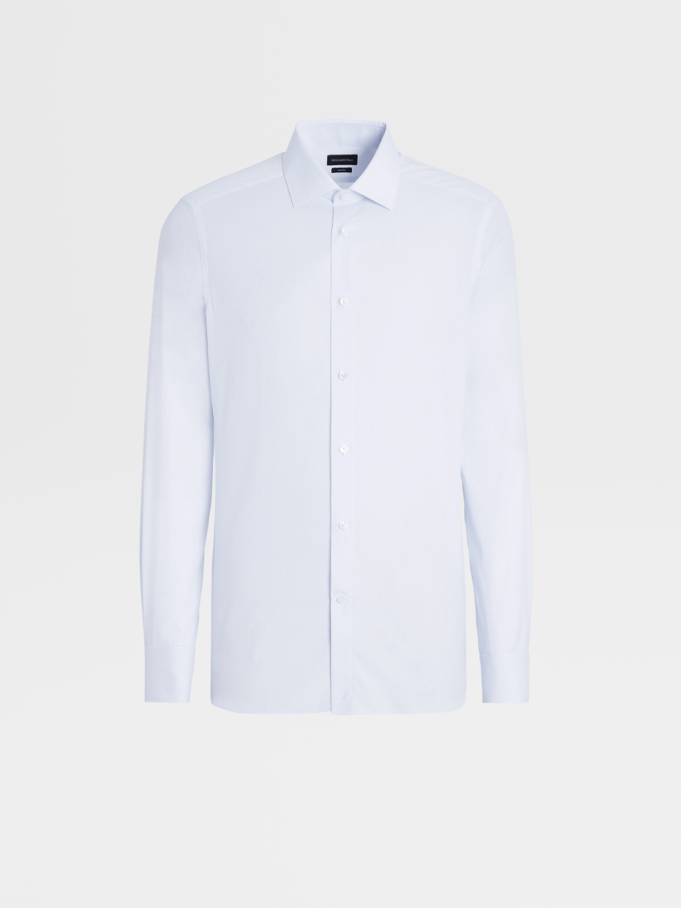 浅蓝色细格纹Trofeo™棉质精裁衬衫，Milano合身版型